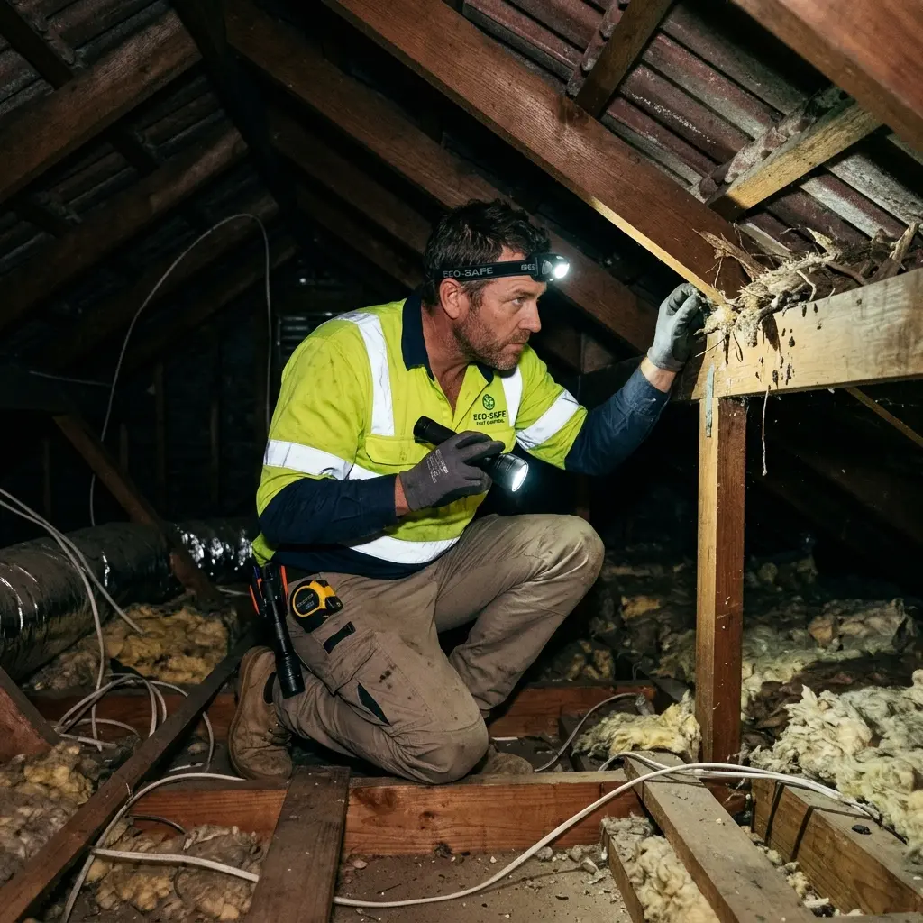 Technician using detection equipment to locate a dead rat inside a Sorrento wall cavity
